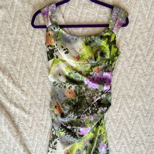 London Style Floral Ruched Dress